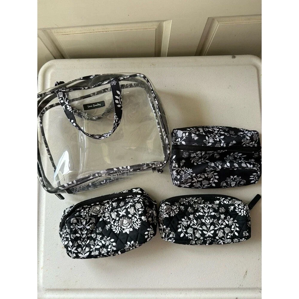 Vera Bradley Quilted Paisley Noir 4-Piece Travel Cosmetic Toiletry Organizer